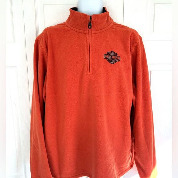 Harley Davidson Motorcycles Fleece Quarter Zip Pullover Sweater Top Shirt Large - Picture 1 of 10